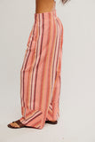 Free People Days End Solar Linen Stripe Soft Coral Combo