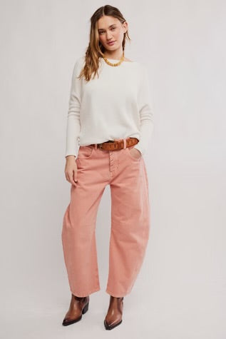 Free People Good Luck Mis Rise Barrel Desert Petal