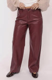 Burgundy Faux Leather Pants