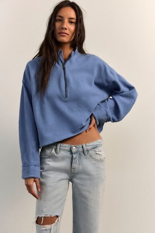 Free People Celeste Quarter Zip Bluebell
