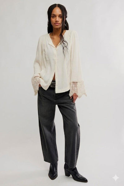 Free People Donni Blouse Tofu