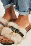 Free People Frankie Faux Fur Slide Oatmeal