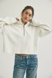 Free People Celeste Quarter Zip Clean Ivory