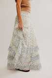 Free People Brynn Printed Maxi Skirt Ivory Combo Ditsy
