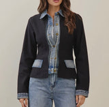 Black Denim Trim Jacket