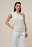 Cream Asymmetrical Sleeveless Top