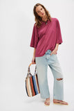 Free People Perfect Oversized Tee Glass Roses