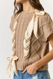 Taupe Satin Bow Sweater Vest