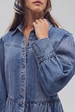 Free People Marris Denim Mini Washed Mid Blue Wash