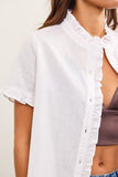 White Ruffle Trim Top