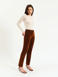 DAZE Smarty Pants High Rise Slim Straight Cognac