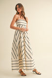 Cream Striped Maxi Dress