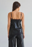 Black Lace Trim Detailed Vegan Top