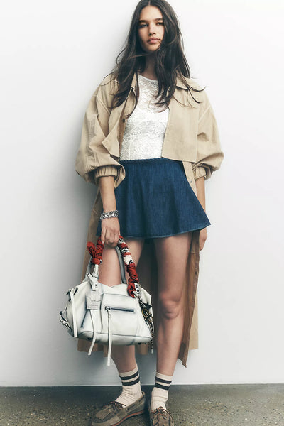 Free People Paradise Found Denim Skort Mid Indigo