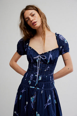 Free People Complete Me Midi Dress Navy Combo