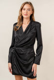 Black Side Button Blazer Dress