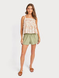 Cream Multi Pintuck Lace trim Top