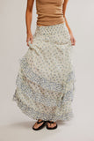 Free People Brynn Printed Maxi Skirt Ivory Combo Ditsy