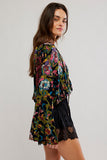 Free People Juliette Printed Blouse Black Combo
