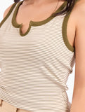 Olive Cream Stripe Tank Top