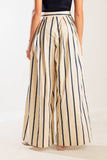 Ecur/Navy Striped Wide Leg Pant