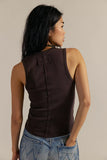 Free People Neria V-Neck Tank Double Espresso