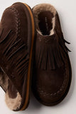 Free People Fallon Fringe Mule Chocolate Suede