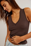 Free People Neria V-Neck Tank Double Espresso