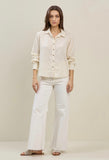 Cream Textured Button Down Shirt