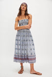 Free People Ravenna Printed Maxi Skirt Blue Bird Combo