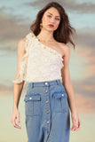 Ivory One Shoulder Lace Top