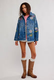 Free People Madison Embroidered Denim City Jacket