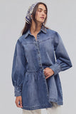 Free People Marris Denim Mini Washed Mid Blue Wash