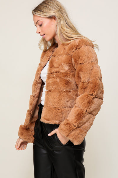 Camel Faux Fur Jacket