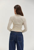 Cream Long Sleeve Mock Neck Top