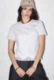 Light Grey Lace Trim Short Sleeve Top