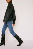 Free People Kiki Kitten Heel Boot Black Leather