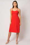 Tomato Back Tie Midi Dress