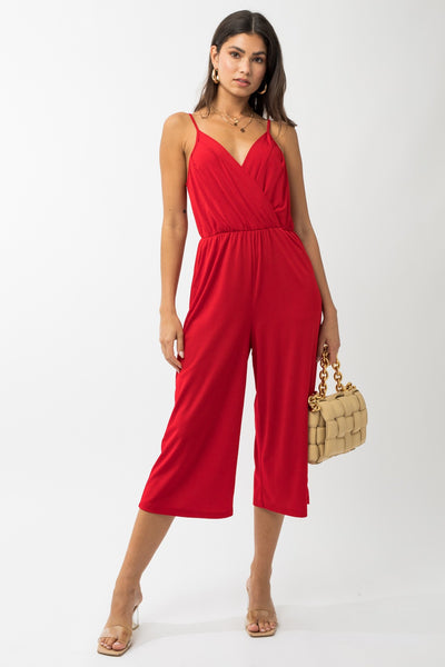 Red Cropped Jumpsuit