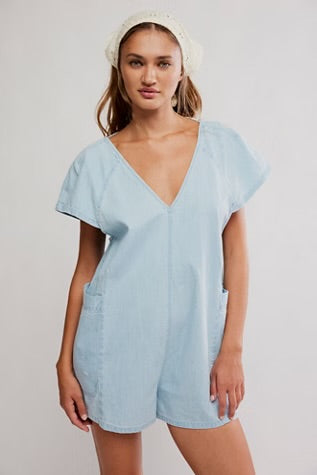 Free People Free Fall Denim Romper Water
