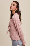 Pink Open Knit Front Cardigan