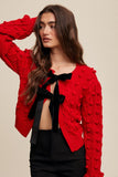 Red Bow Tie Closer Cable Knit Sweater