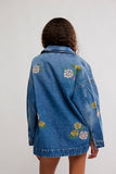 Free People Madison Embroidered Denim City Jacket