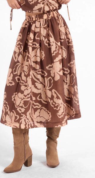 Oak Beige Rustic Charm Midi Skirt