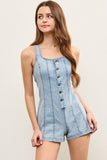 Button Closer Denim Romper