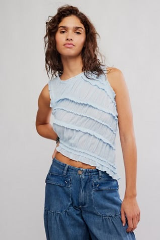 Free People Pink Sands Smocked Top Dew Shine