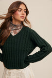 Green Cable Knit Sweater