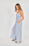 Blue Garden Sun Smocked Jumpsuit
