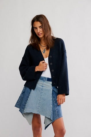 Free People Cool of the Night Cardi Black