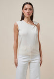 Cream Asymmetrical Sleeveless Top